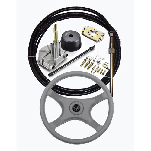 BOAT STEERING KIT ✱ 10FT / 3.1m ✱ Cable Helm GREY Wheel Multiflex Teleflex Morse Compatible