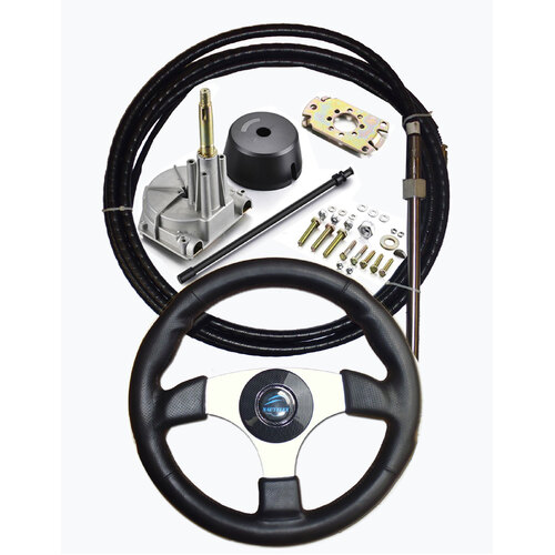 Boat Steering Kit 14ft / 4.26m Cable Helm Sports Wheel Multiflex Teleflex Morse Compatible Part #: YK7-160-14-H-W-S